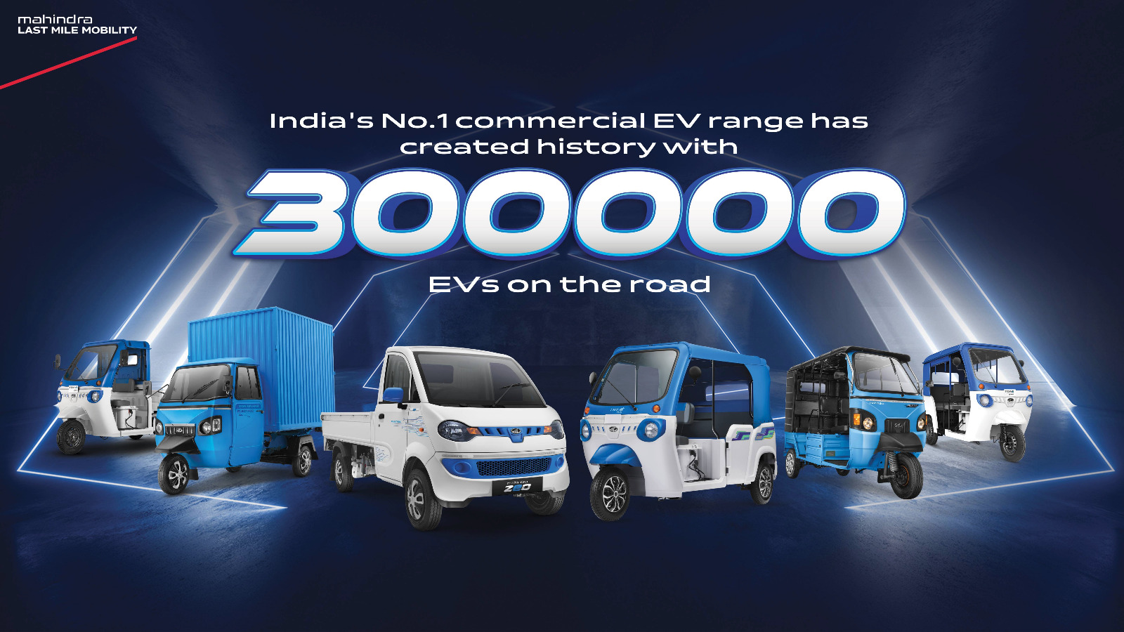 Mahindra Last Mile Mobility Limited, India’s No.1 electric commercial vehicle manufacturer, surpasses 3 Lakh EV milestone Mahindra Last Mile Mobility Limited, India’s No.1 electric commercial vehicle manufacturer, surpasses 3 Lakh EV milestone
