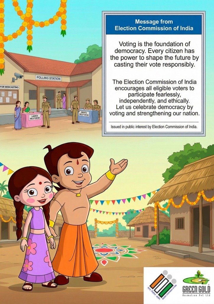 Election Commission Ropes in ‘Chhota Bheem’ to Drive Voter Awareness Ahead of West Bengal Elections…